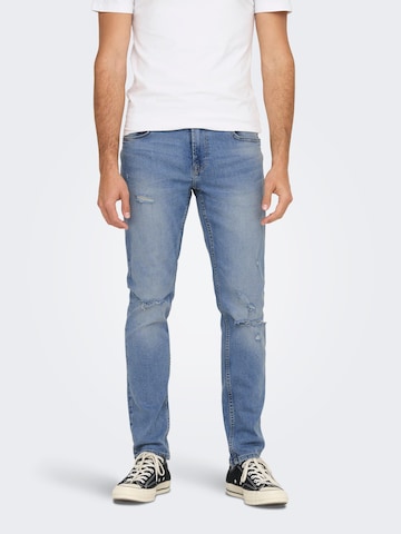 Coupe slim Jean 'Loom' Only & Sons en bleu : devant