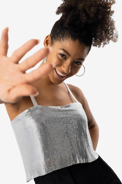No Matter What Top in L in de kleur Zilver, Productweergave