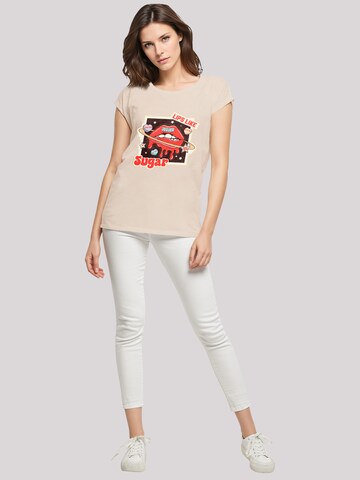 F4NT4STIC T-Shirt 'Lips like sugar retro fashion  Valentinstag' in Beige