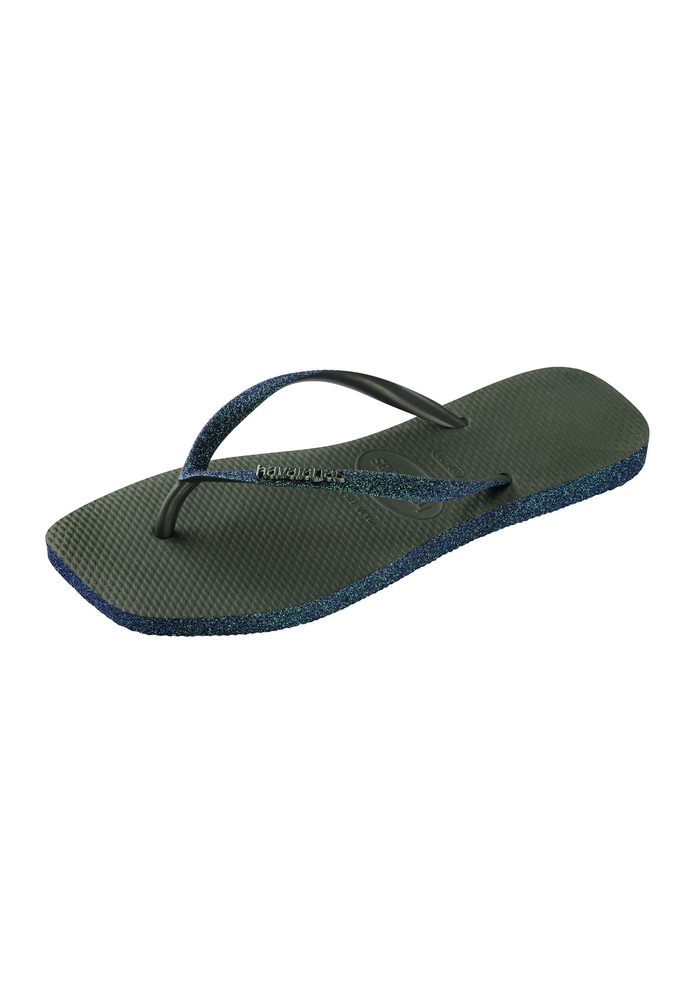 HAVAIANAS - Chinelos de dedo 'Slim Square Sparkle' em verde: frente