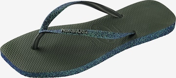 HAVAIANAS - Chinelos de dedo 'Slim Square Sparkle' em verde: frente