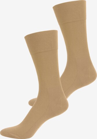 ELBEO Socks ' 2er-Pack Sensitive Bamboo ' in Beige: front