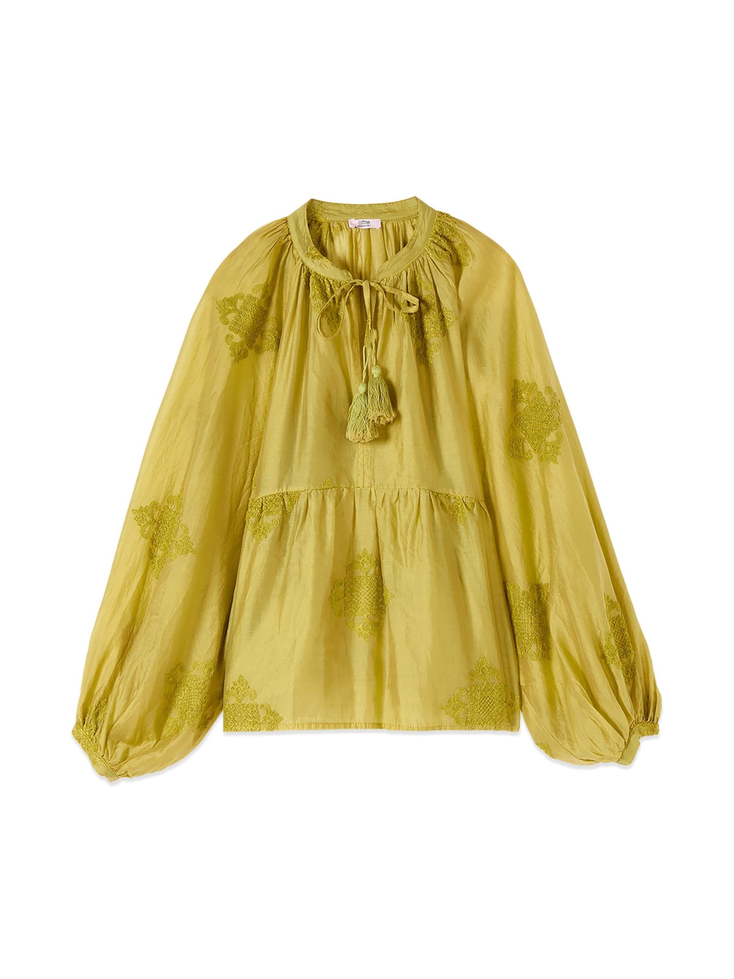 Camicia da donna di oltre in giallo: frontale