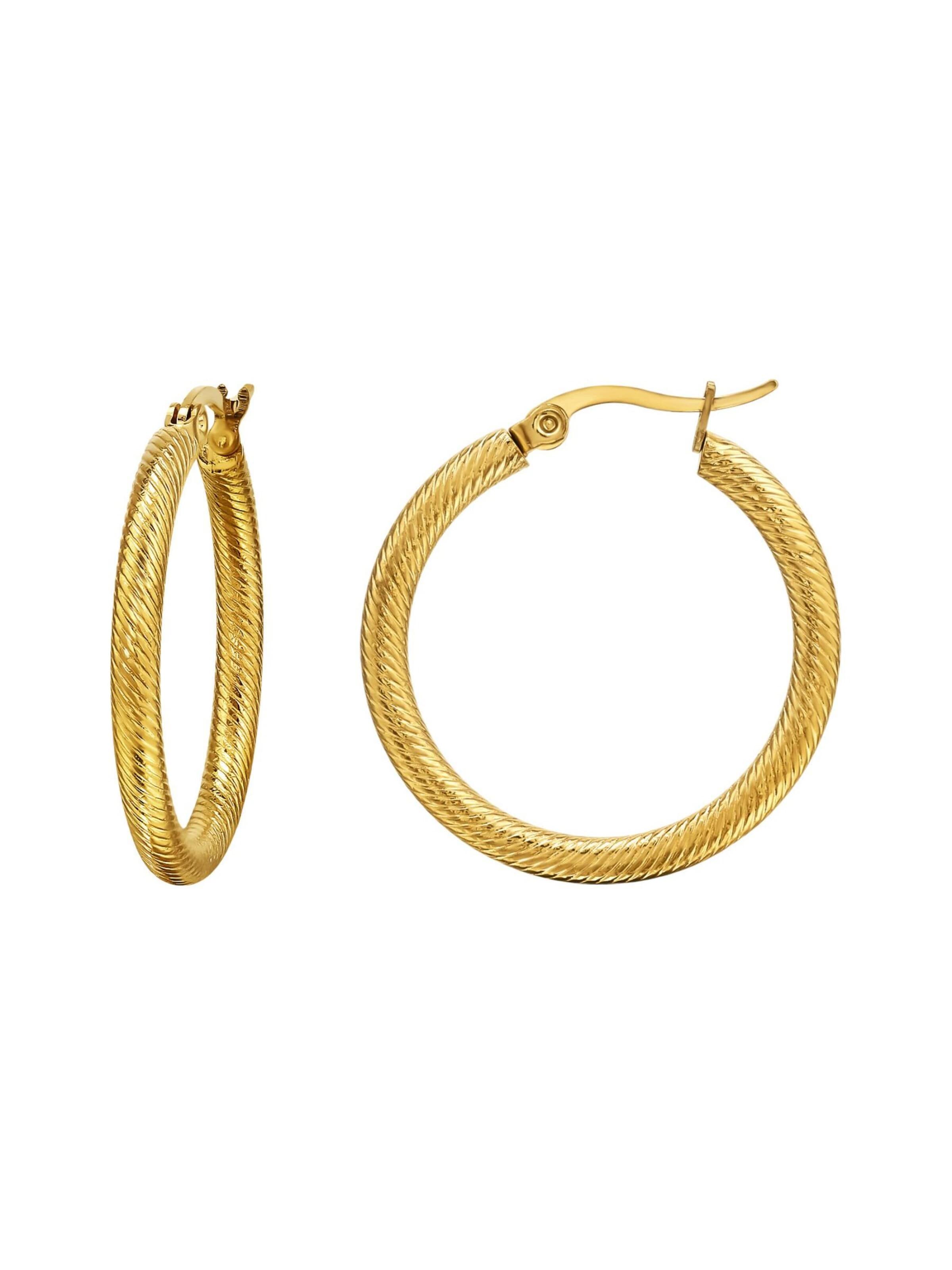 Boucles d'oreilles '30 mm Edelstahl Creolen in Gold mit Schlangenlederstruktur und französischem Verschluss' Maxte en or : devant