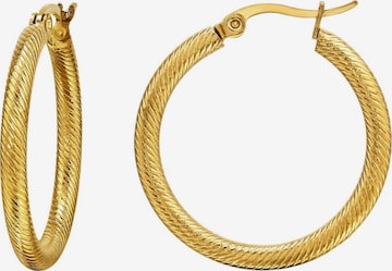 Boucles d'oreilles '30 mm Edelstahl Creolen in Gold mit Schlangenlederstruktur und französischem Verschluss' Maxte en or : devant