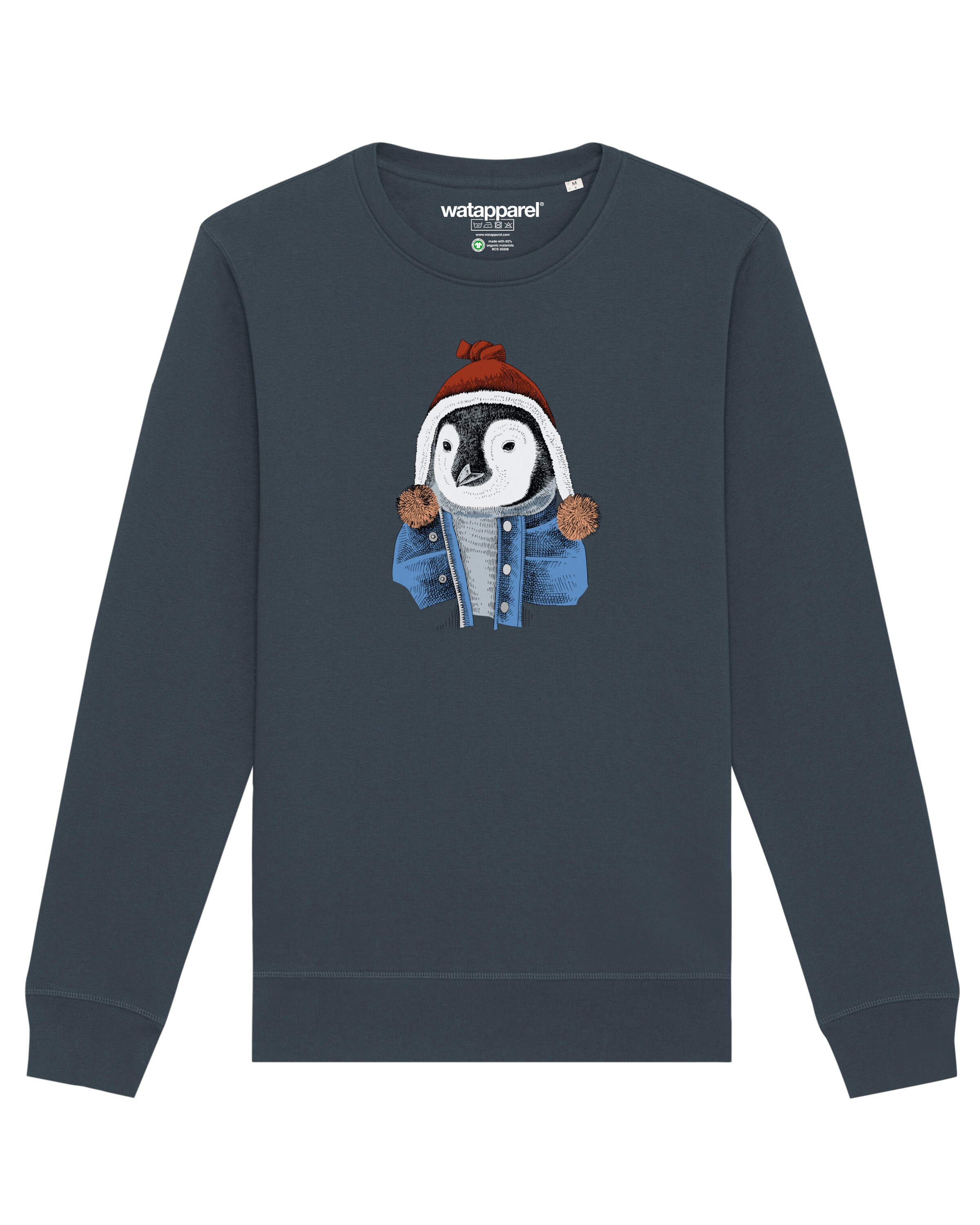 Watapparel Sweatshirt ' Pinguin ' in Grijs: voorkant