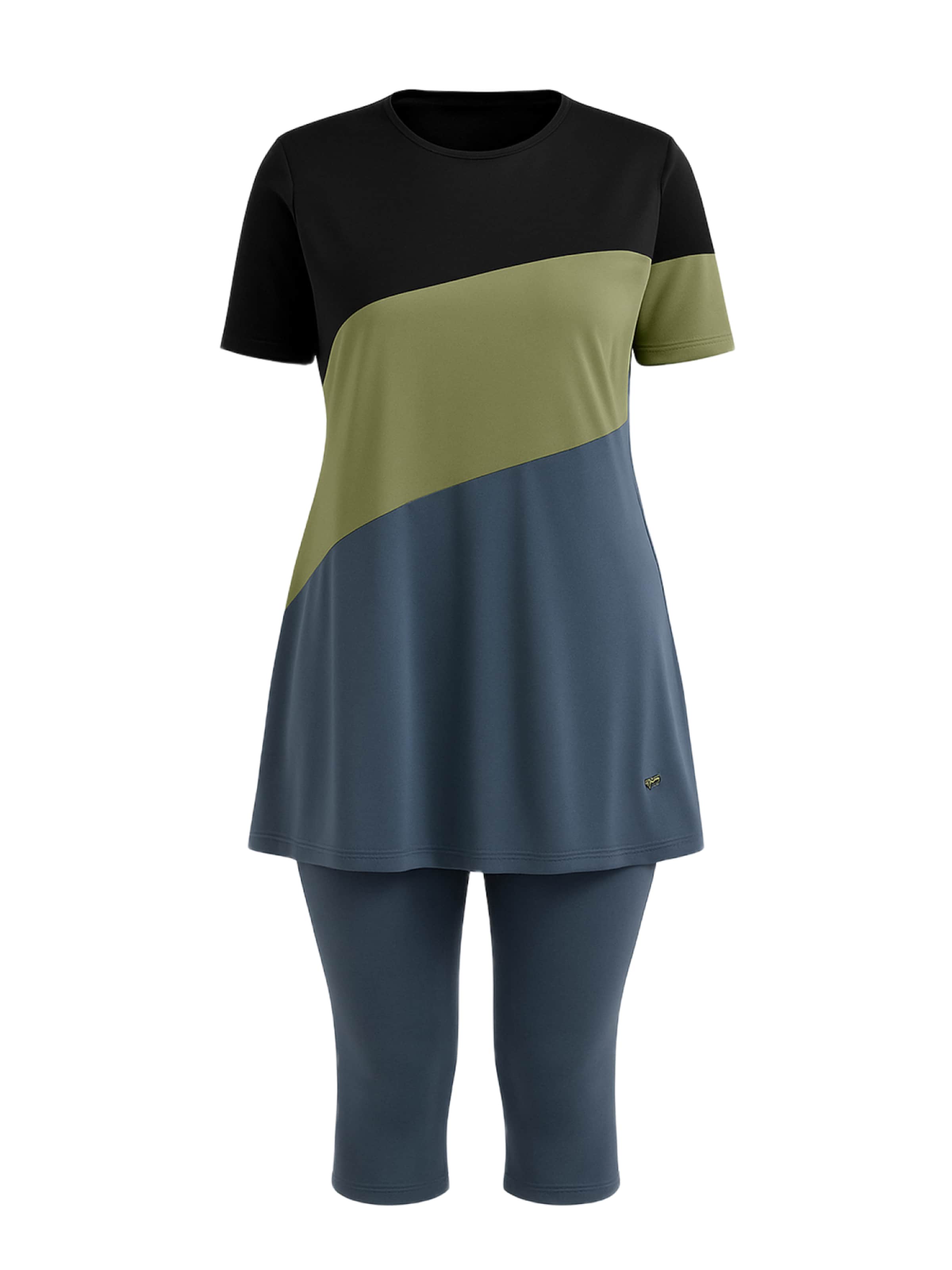 C&City Badeanzugkleid in navy / rauchblau / grün, Produktansicht