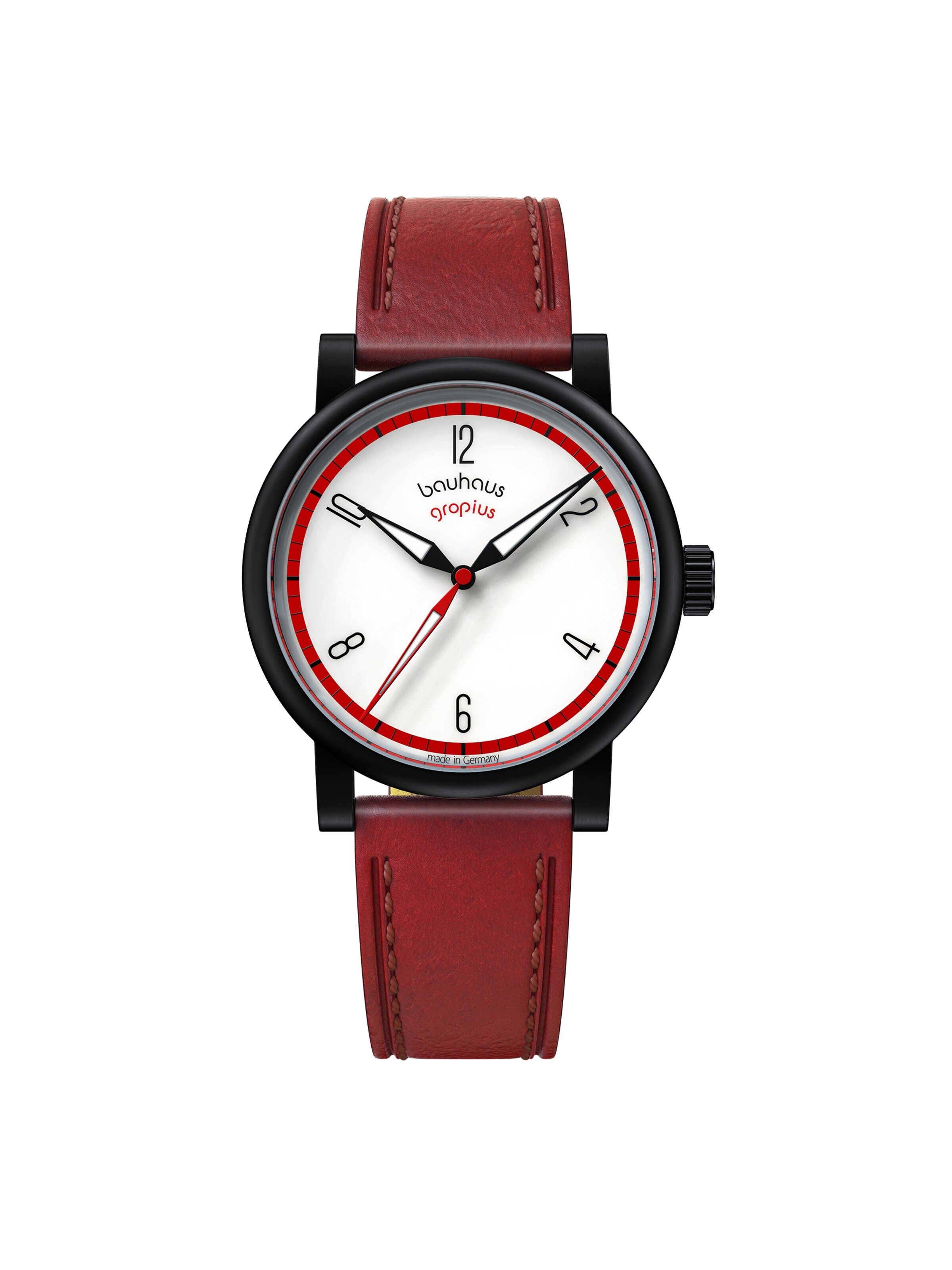 WALTER GROPIUS Analog Watch 'KONTUR' in Red: front