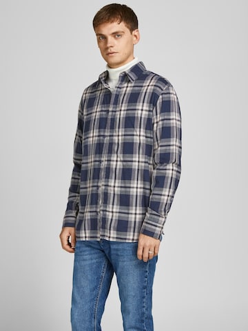 JACK & JONES Slim fit Button Up Shirt in Blue: front