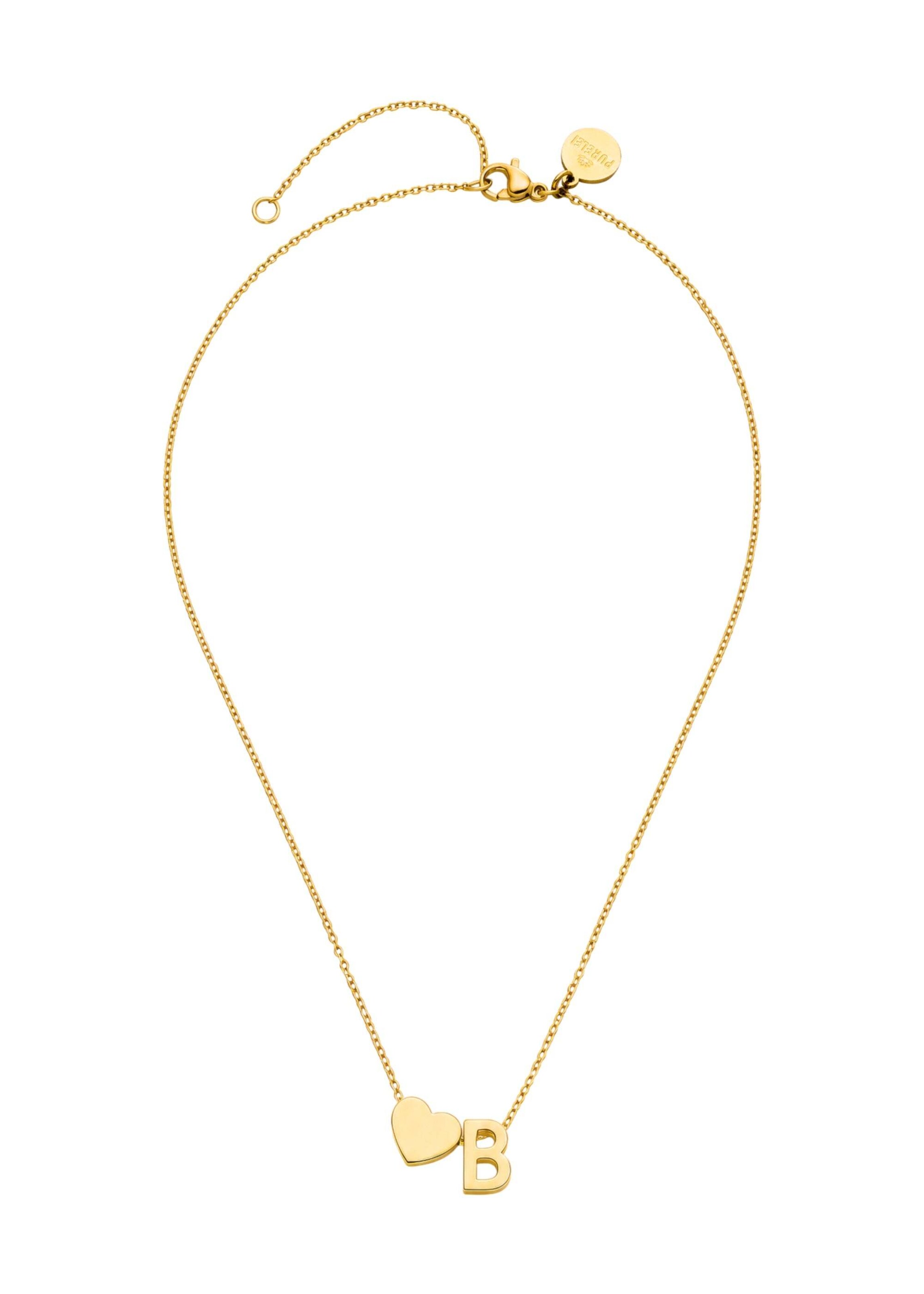 PURELEI - Cadena 'Letter Heart B' en oro: frente