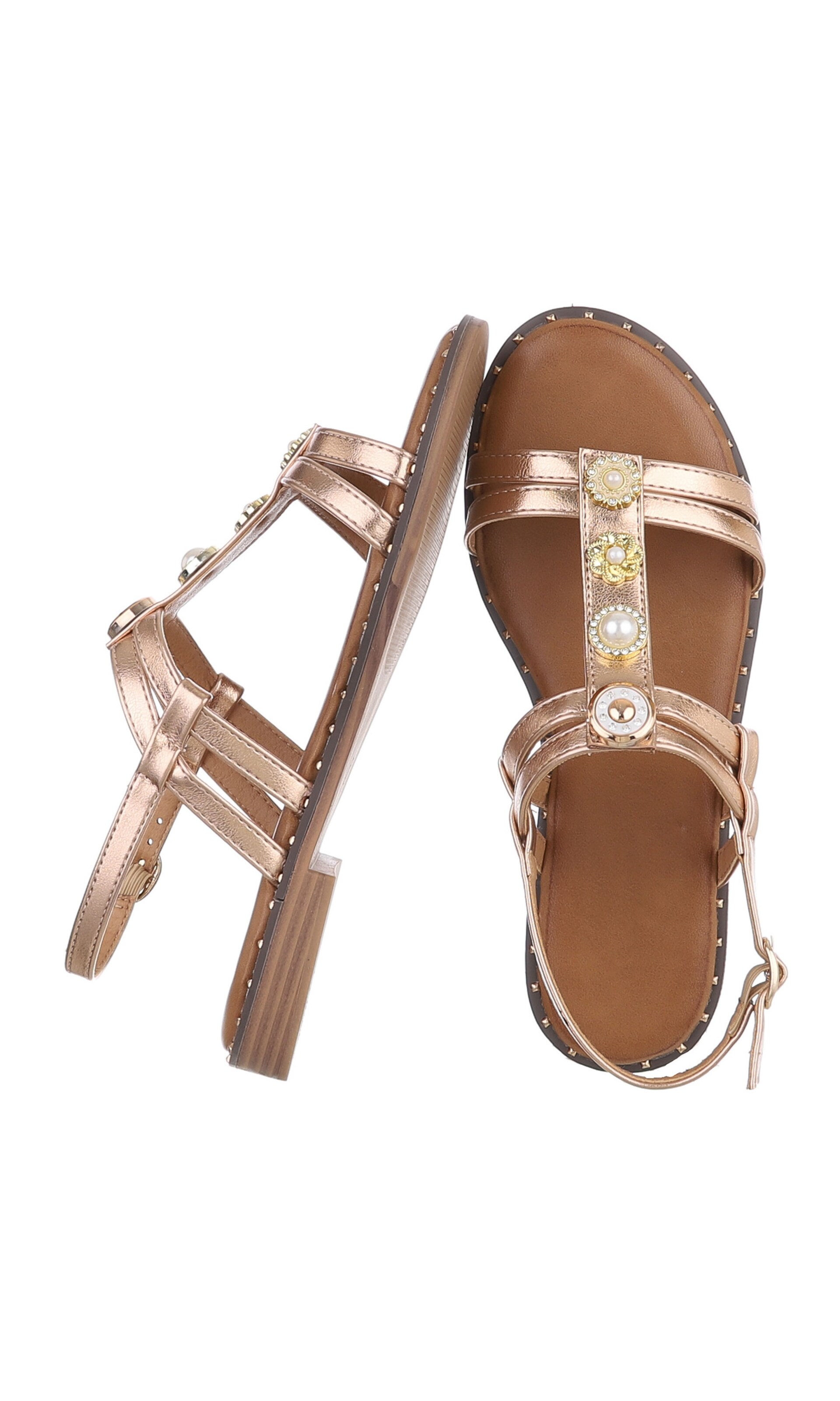 Ital-Design Strap Sandals in Gold