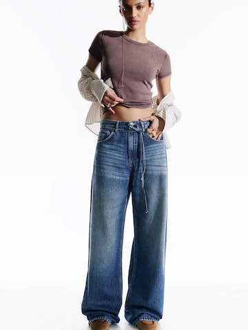 Wide Leg Jean Pull&Bear en bleu