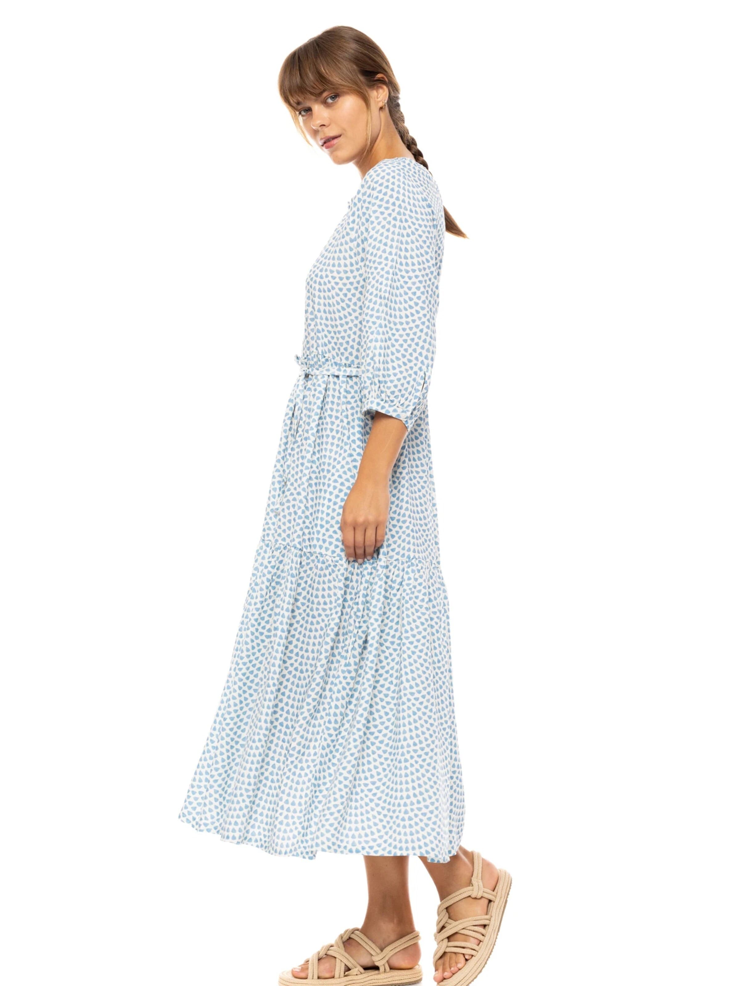 Pink LabelLjetna haljina 'BEACHWEAR LONG VISTA BLUE & CREAM' - plava boja