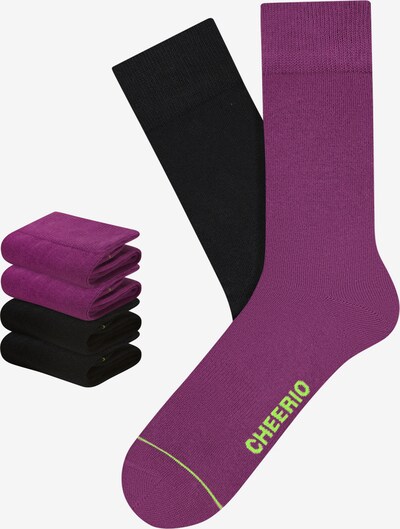 CHEERIO* Socken 'Best Friend' in dunkellila / schwarz, Produktansicht