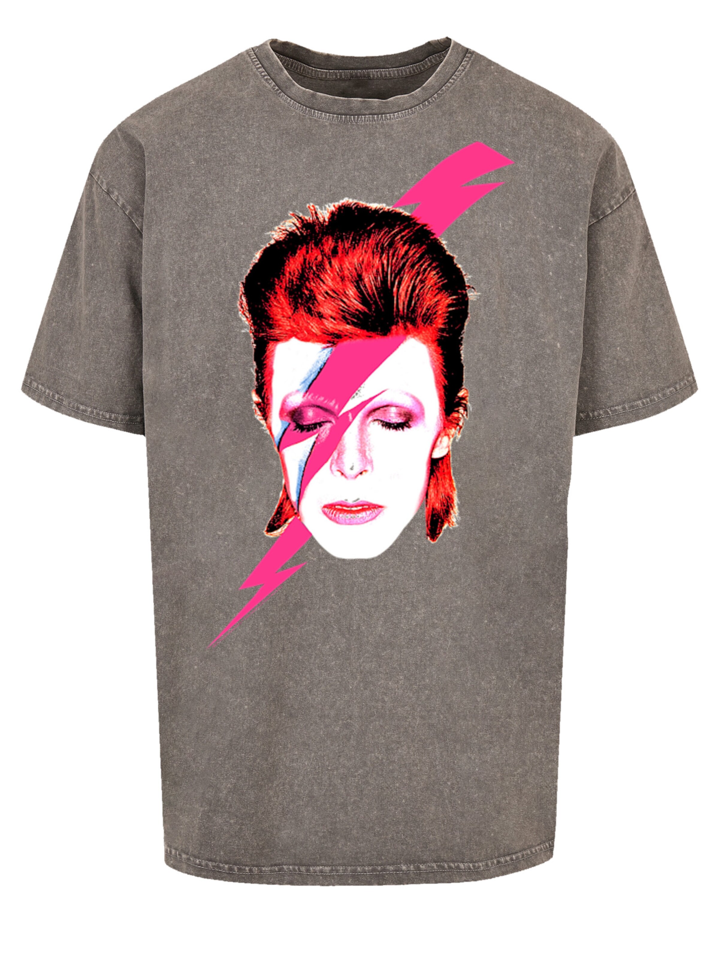 T-Shirt 'Aladdin Sane Lightning Bolt' F4NT4STIC en gris : devant