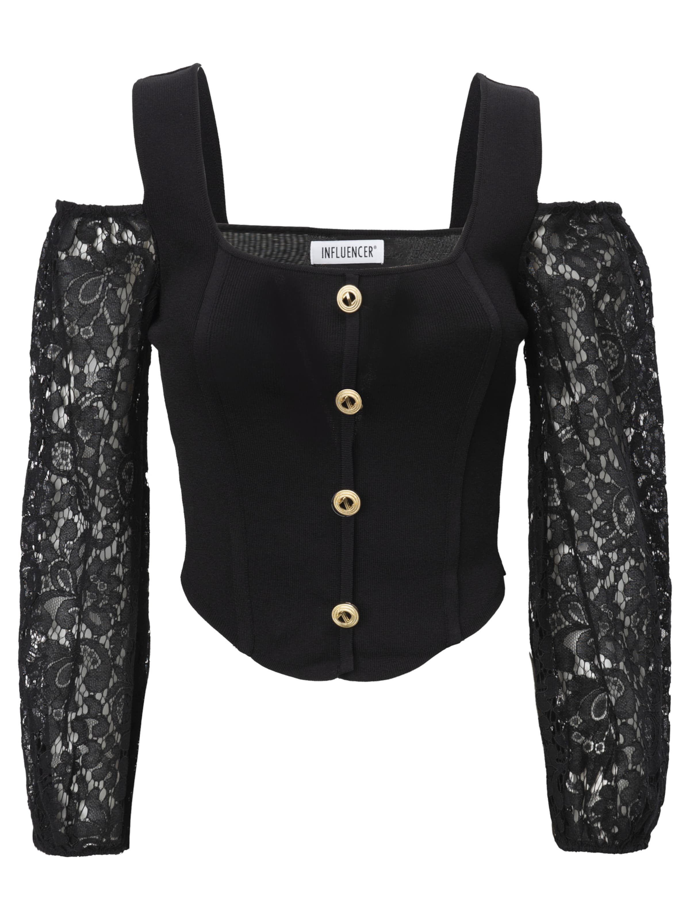 Influencer Плетен топ в черно: отпред