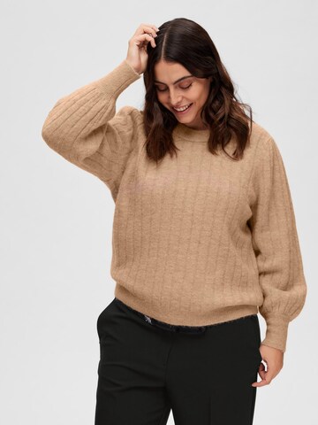 Selected Femme Curve - Pullover 'Glowie' em cinzento