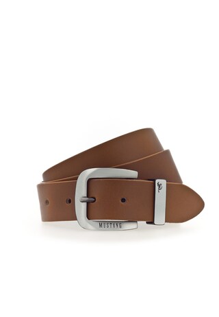 MUSTANG Cintura Uomo In Pelle 100% – Effetto Invecchiato, Tessuto Liscio, Fibbia A Innesto, Etichetta In Rilievo