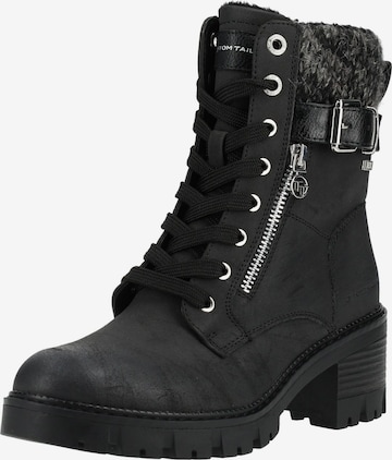 TOM TAILOR Schnürstiefelette in Schwarz: Vorderseite