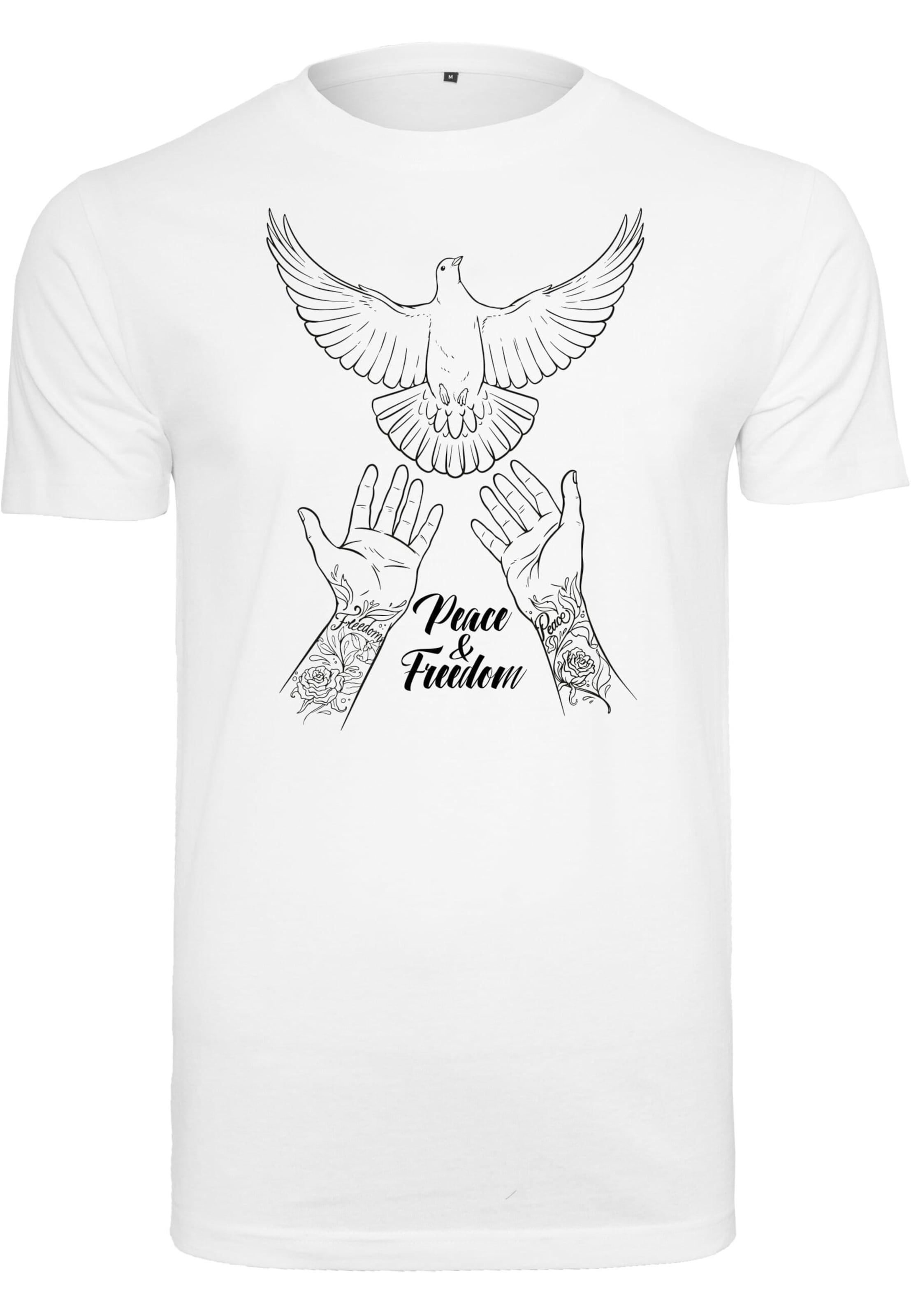 T-Shirt 'Peace & Freedom' Mister Tee en blanc : devant