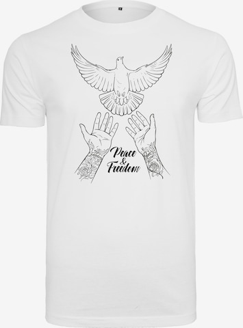 T-Shirt 'Peace & Freedom' Mister Tee en blanc : devant