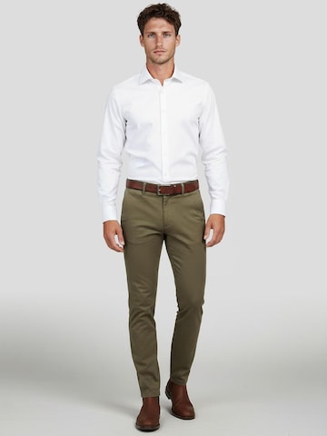 Profuomo Slim fit Button Up Shirt 'Sky Blue' in White: front
