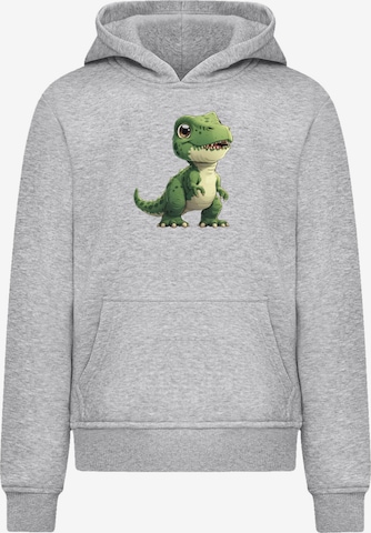 F4NT4STIC Sweatshirt 'Süßer grüner Dino' in Grey: front