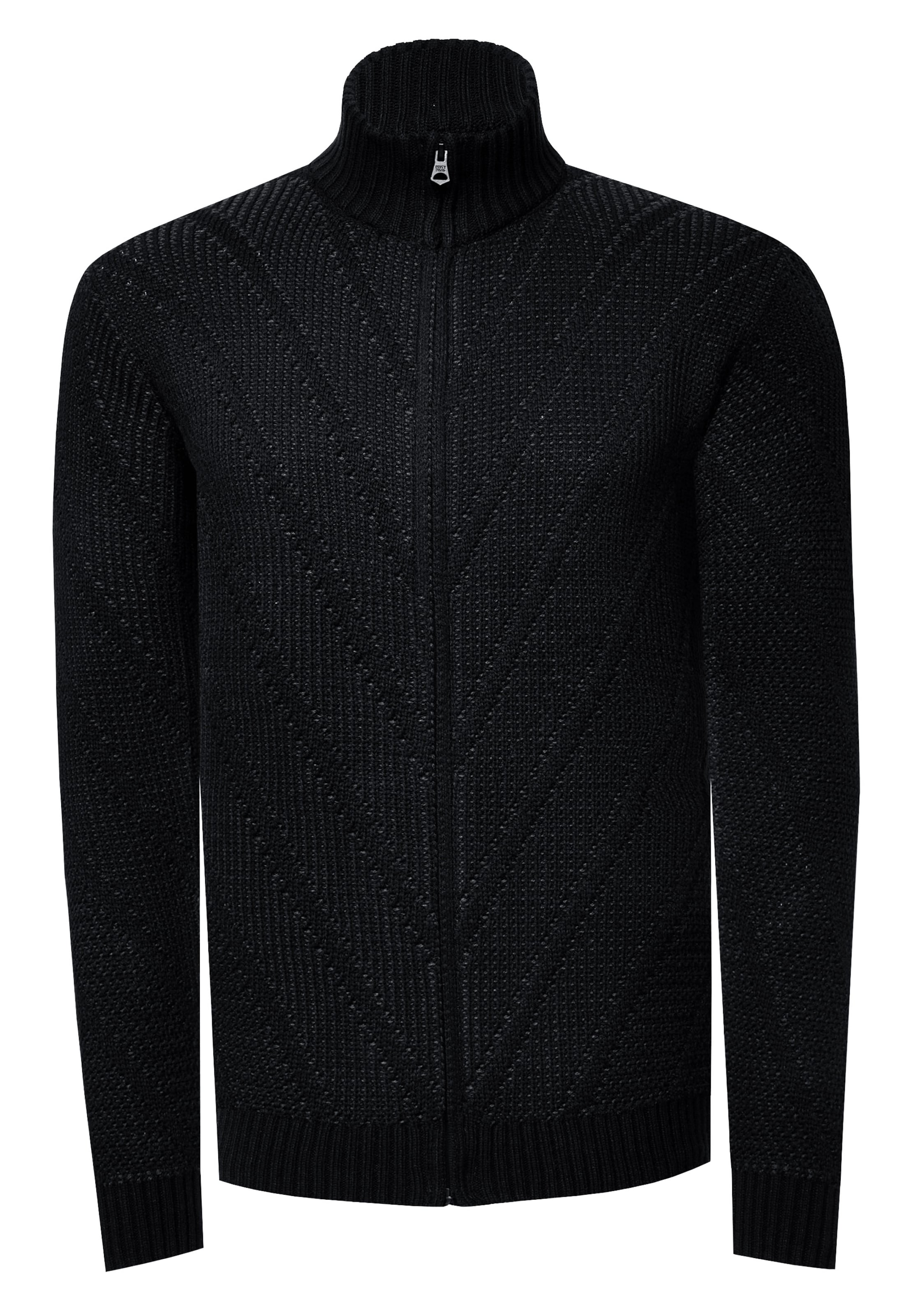Rusty Neal Strickjacke in Schwarz: Vorderseite
