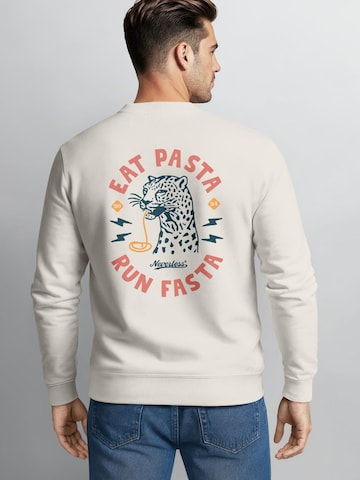 Neverless Sweatshirt 'Eat pasta' in Beige