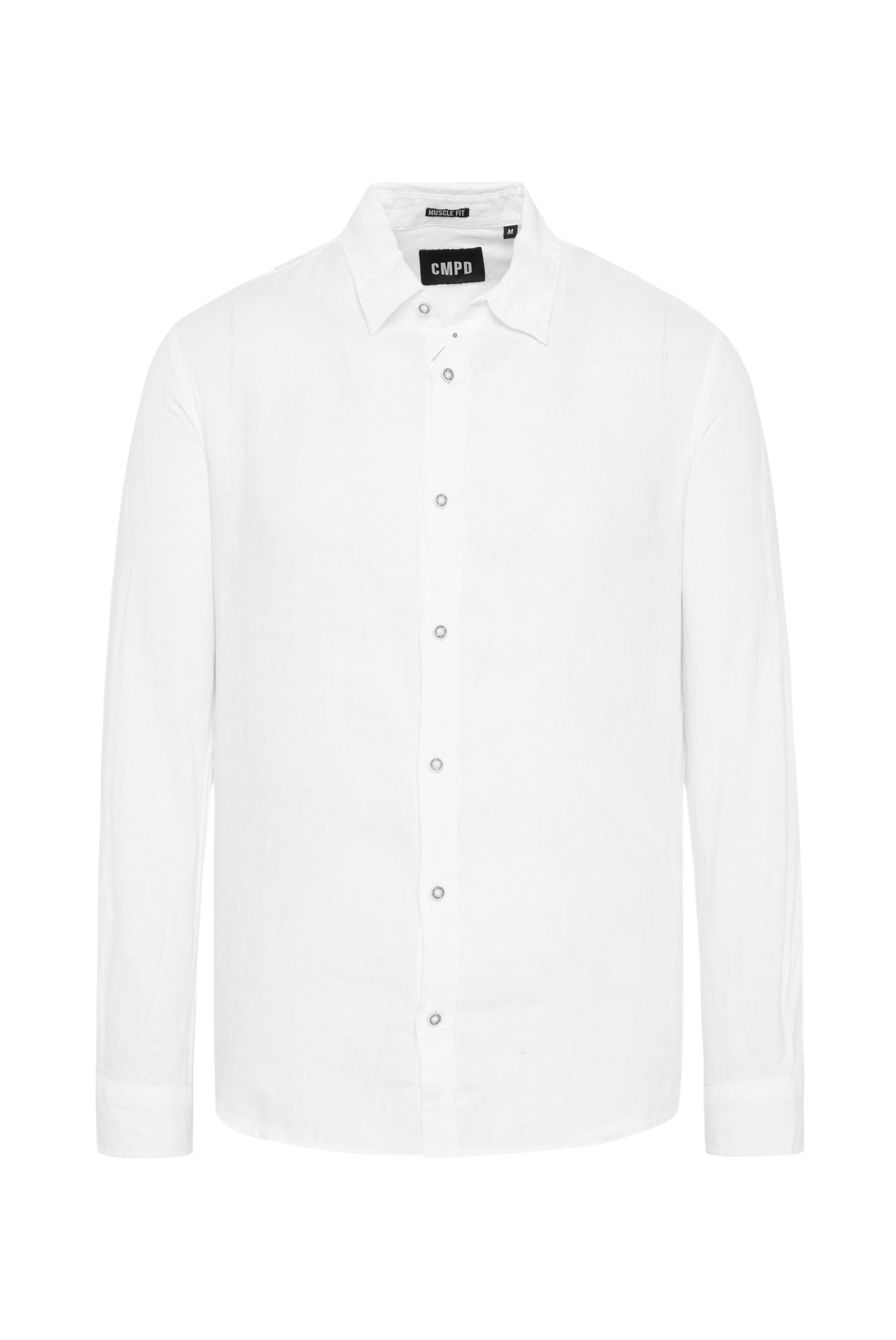 CMPD Slim fit Button Up Shirt in White: front