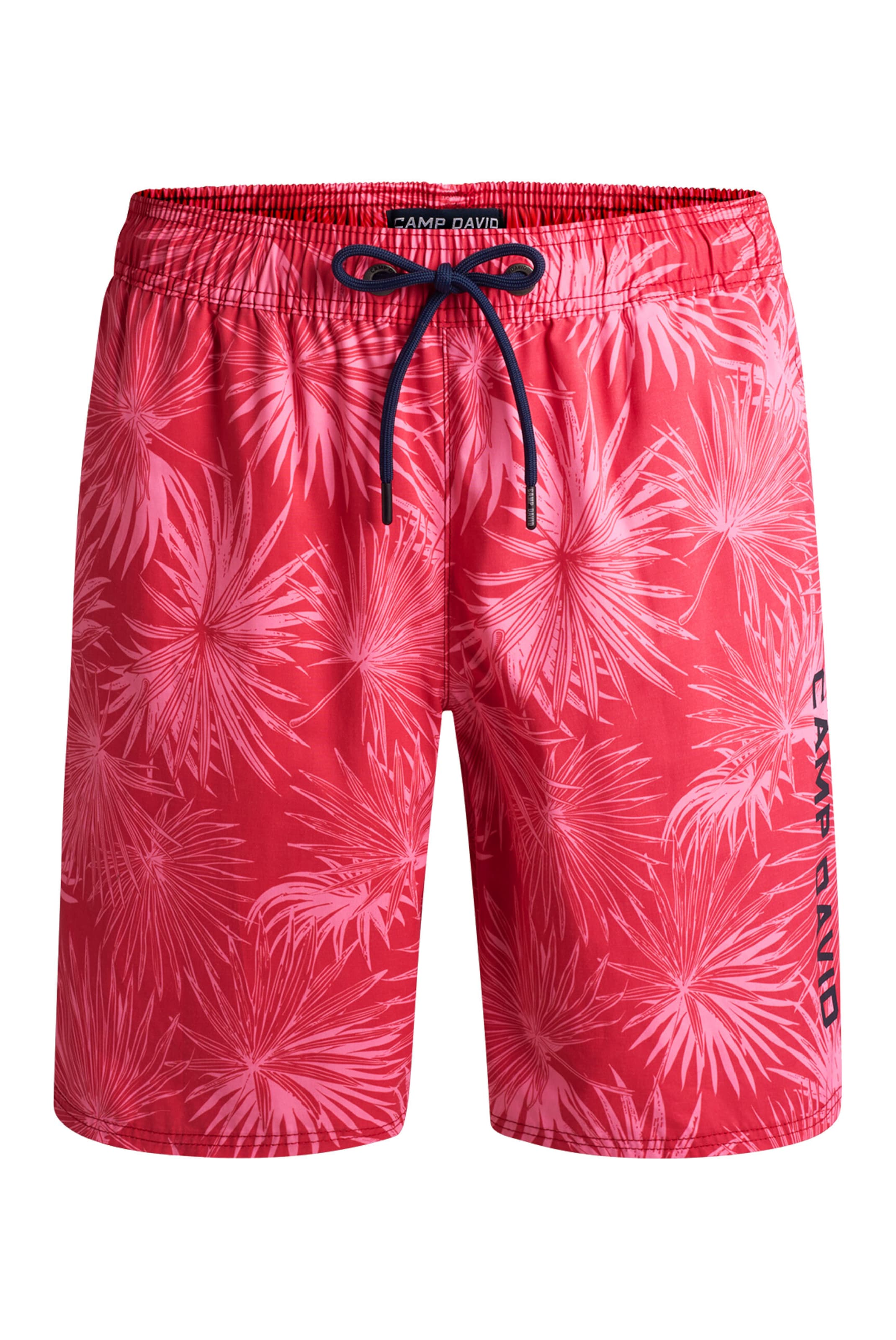 CAMP DAVID Lange Beachshorts mit All Over Print in Rot: Vorderseite