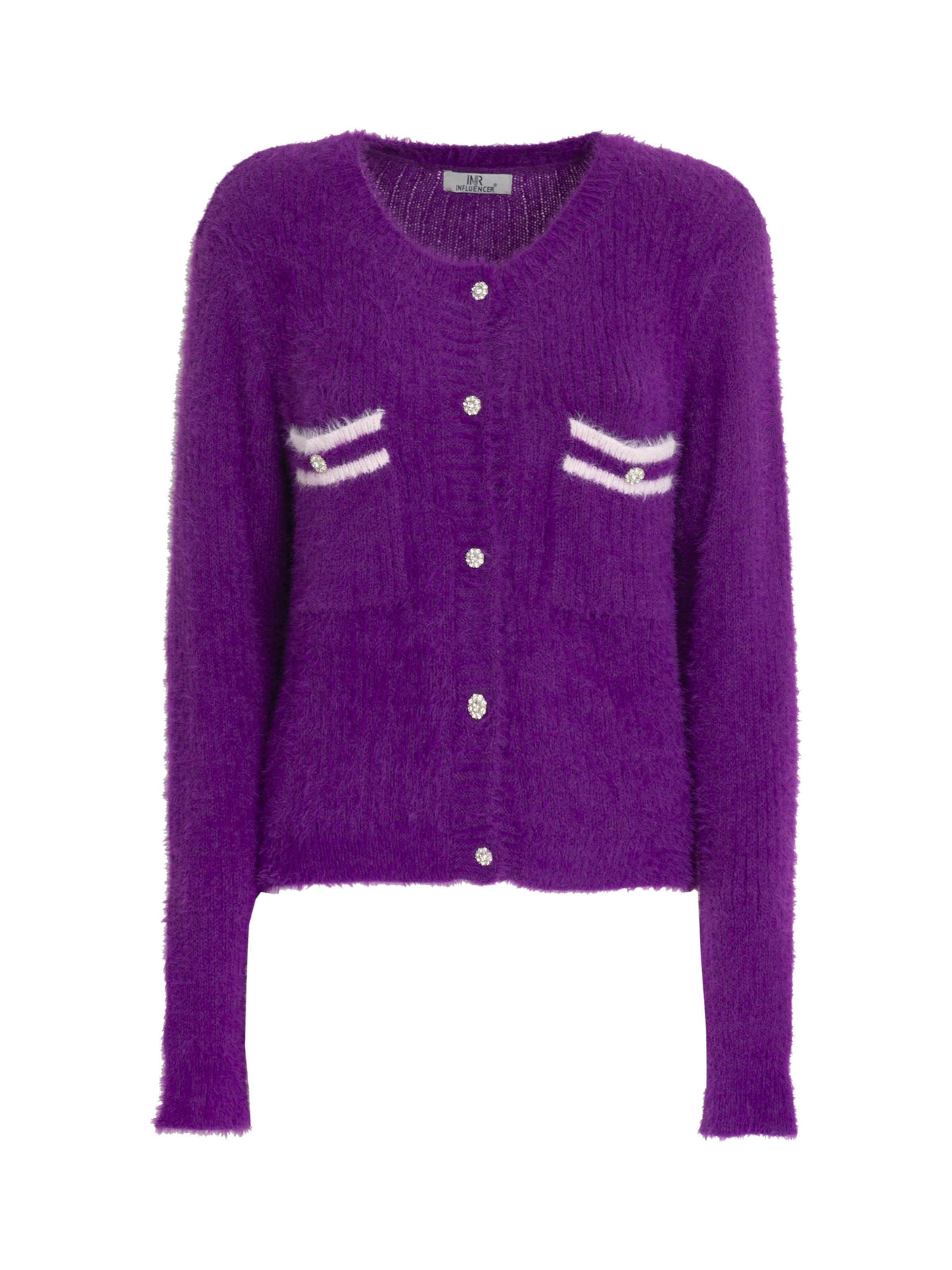Influencer Knit cardigan 'Fluffly ' in Purple: front