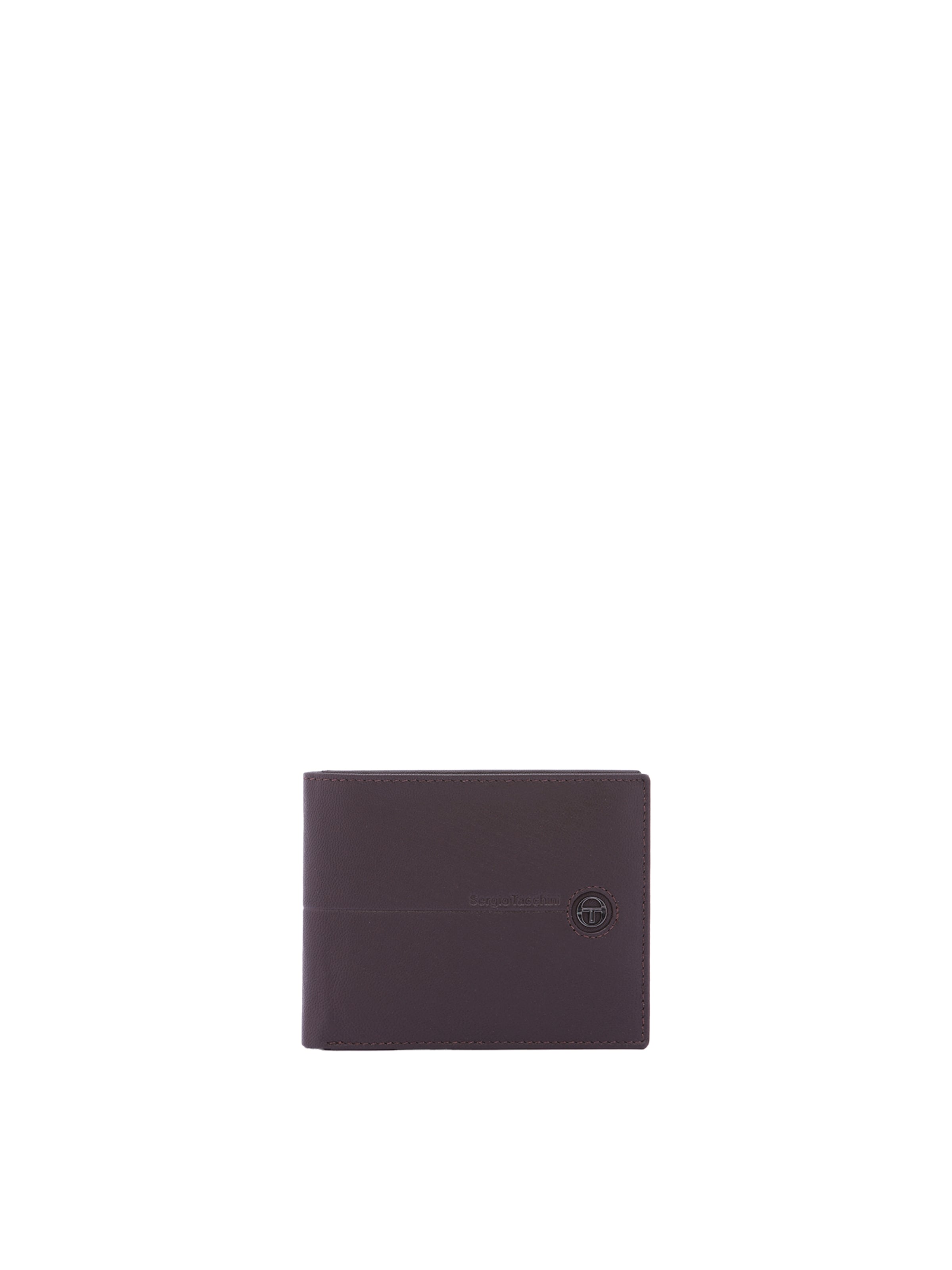 Portamonete 'Portafoglio Uomo Vera Pelle Sergio Tacchini Nero Compatto 10x12,5 cm' di Sergio Tacchini in marrone: frontale