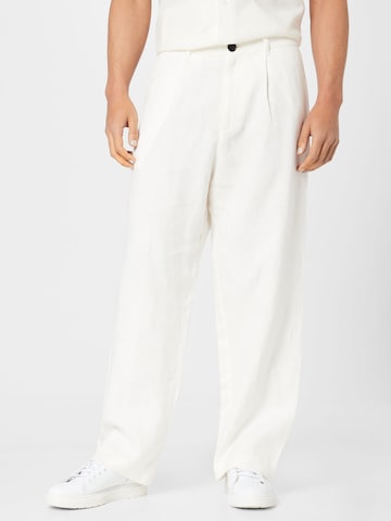 Loosefit Pantalon WEEKDAY en blanc : devant