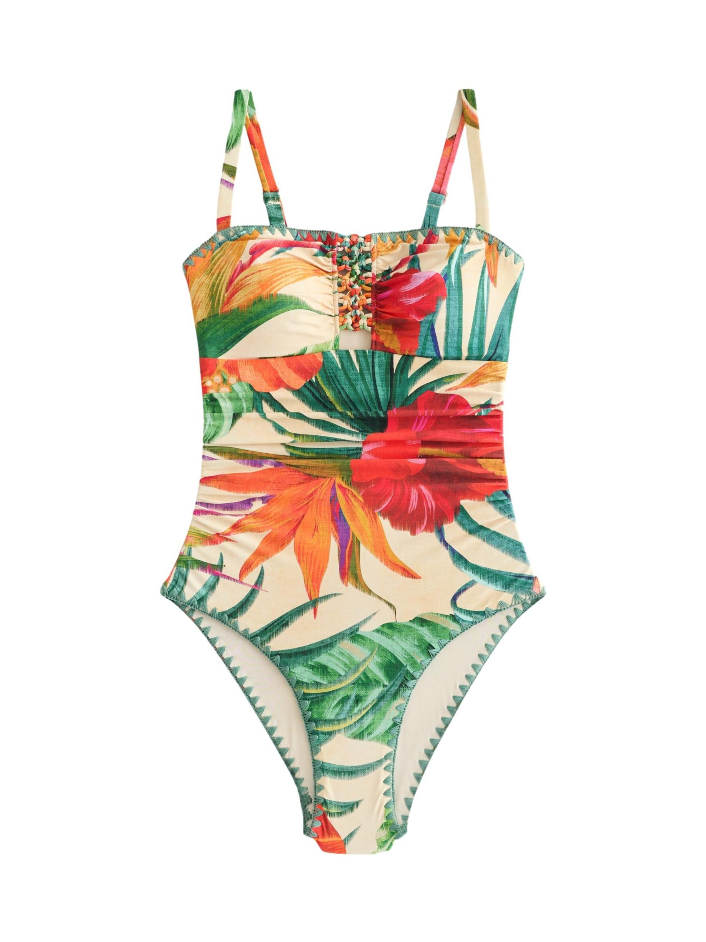 Next Bandeau Shapingbadeanzug in Beige: Vorderseite