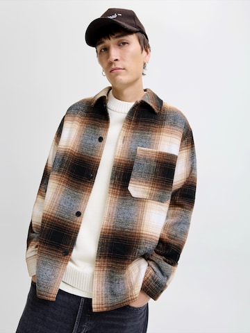 JACK & JONES Comfort fit Button Up Shirt 'JJZAC' in Brown