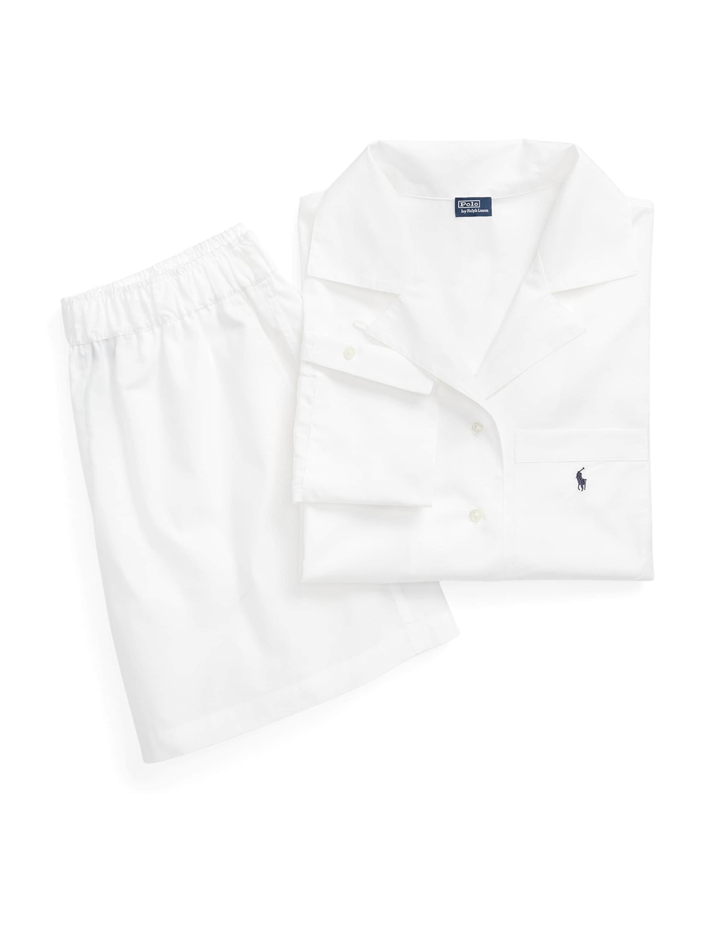 Polo Ralph Lauren - Pijama ' Crop & Boxer Set ' en blanco: frente