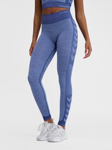 Skinny Pantalon de sport 'Shine' Hummel en bleu : devant