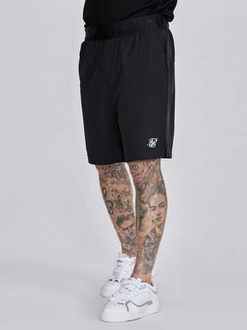 SikSilk Regular Pants in Black: front