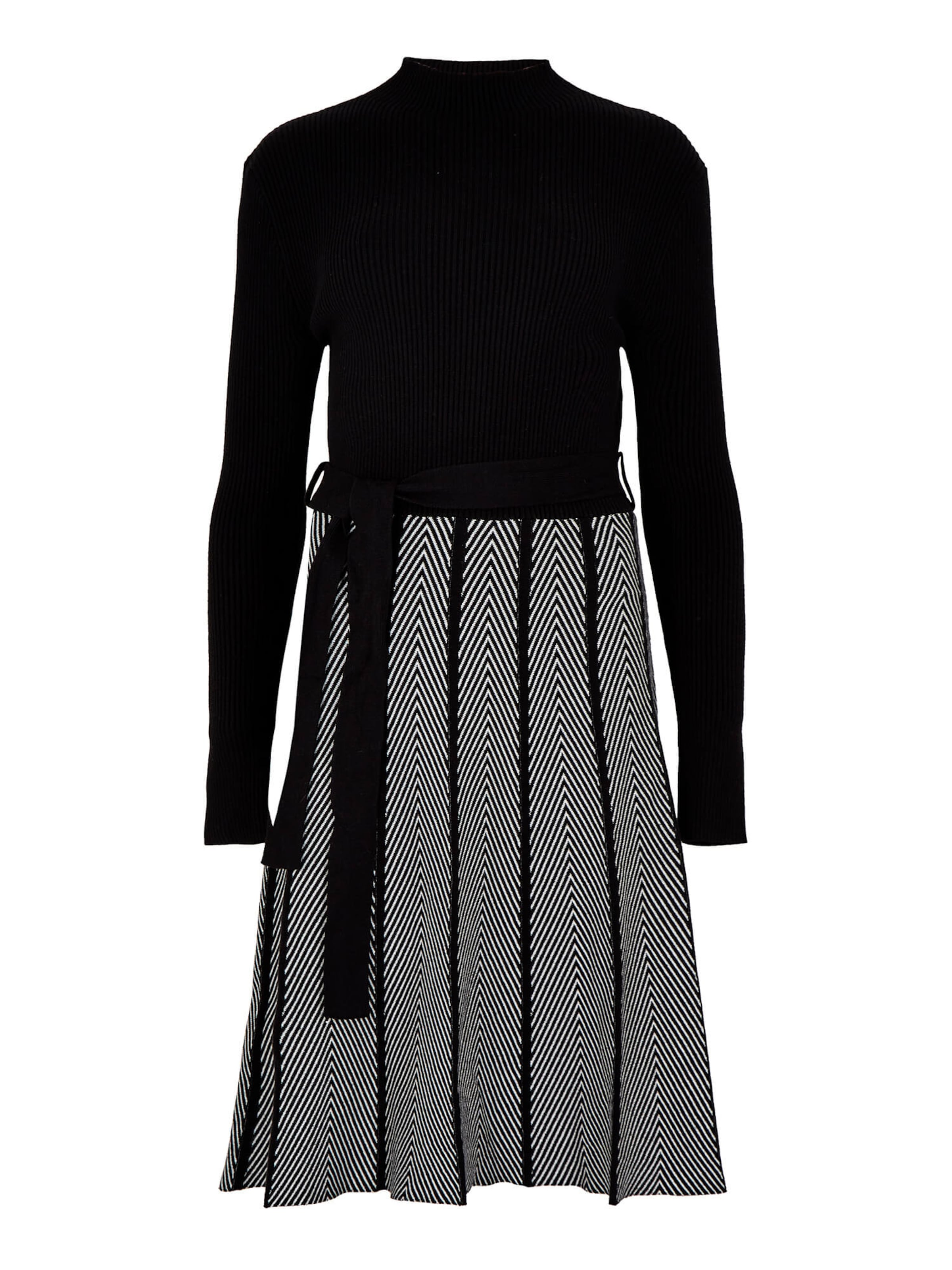 Apricot Kleid 'Chevron' in Schwarz: Vorderseite