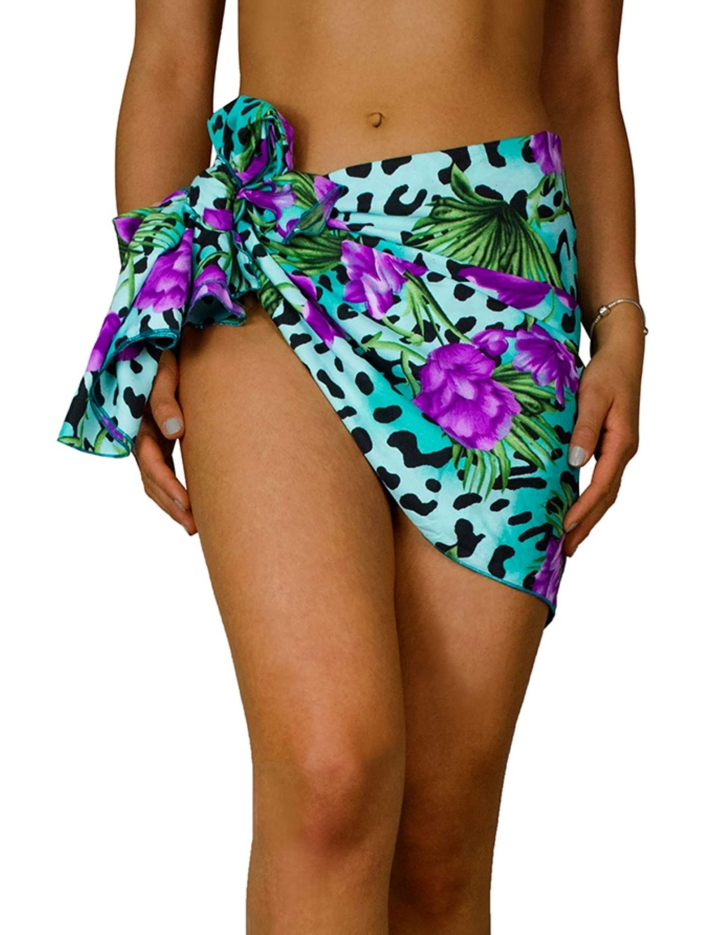 King Kameha Doek 'Leopard Flowers' in Blauw: voorkant