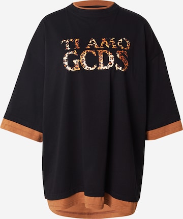 GCDSŠiroka majica 'TI AMO GCDS' - crna boja: prednji dio