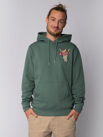 Sweat-shirt 'Skateboard' Watapparel en vert : devant