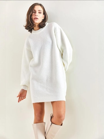 Bianco Lucci Gebreide jurk in Wit: voorkant