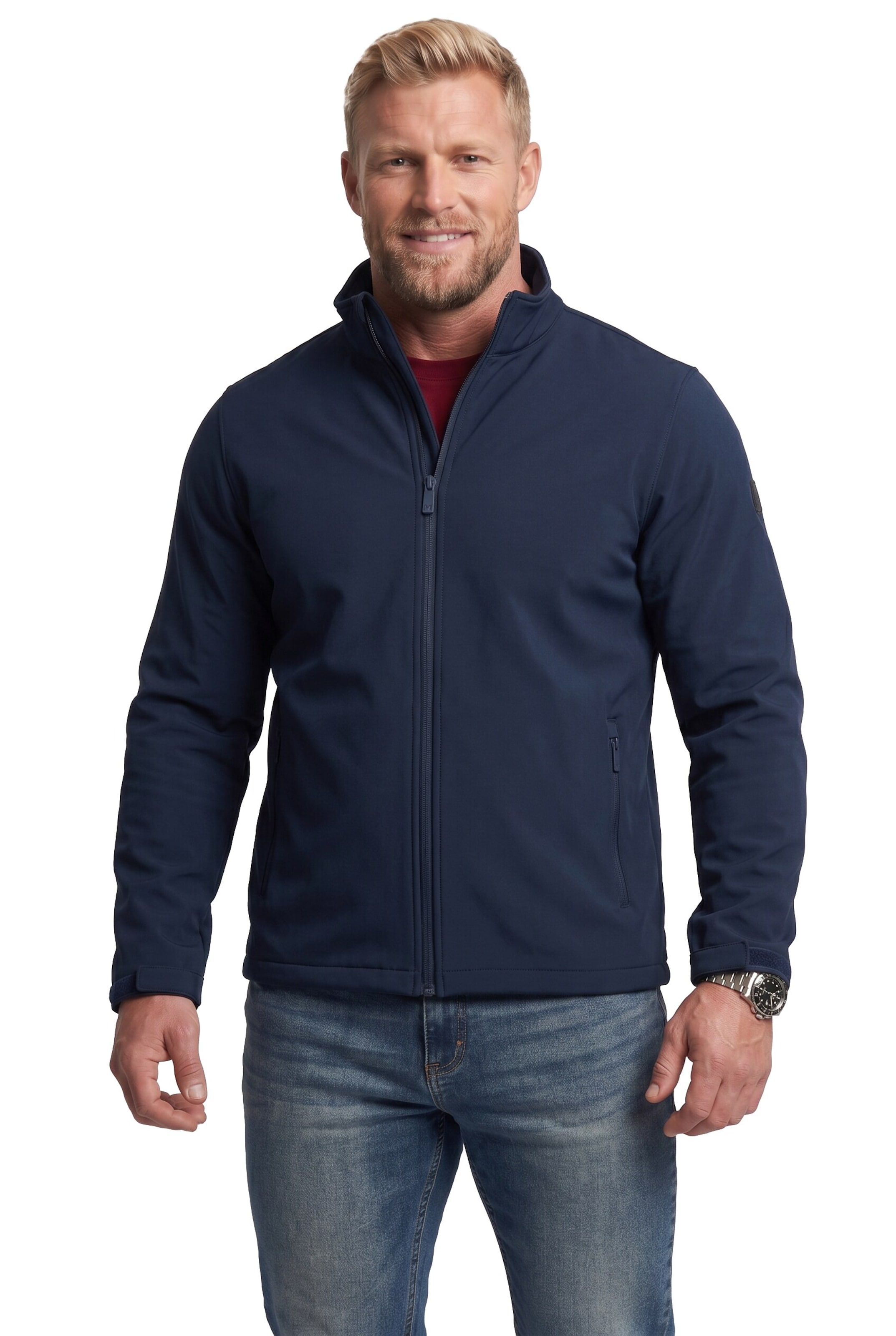 Men Plus Weatherproof jacket in Blue: front
