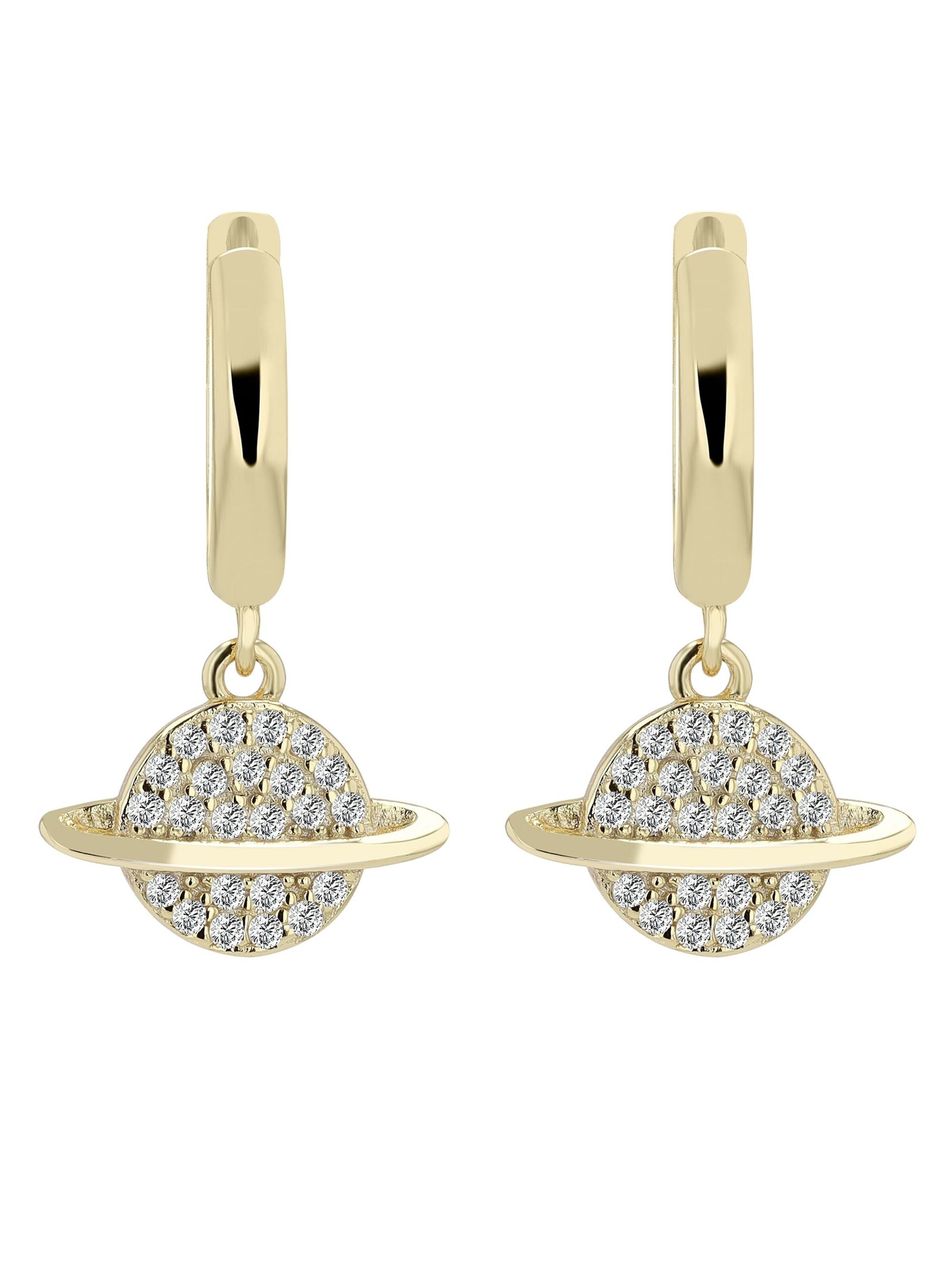 Akzent Ohrringe 'Tiara, 925 Sterlingsilber, langlebig'‌‌‌ in Gold: Vorderseite