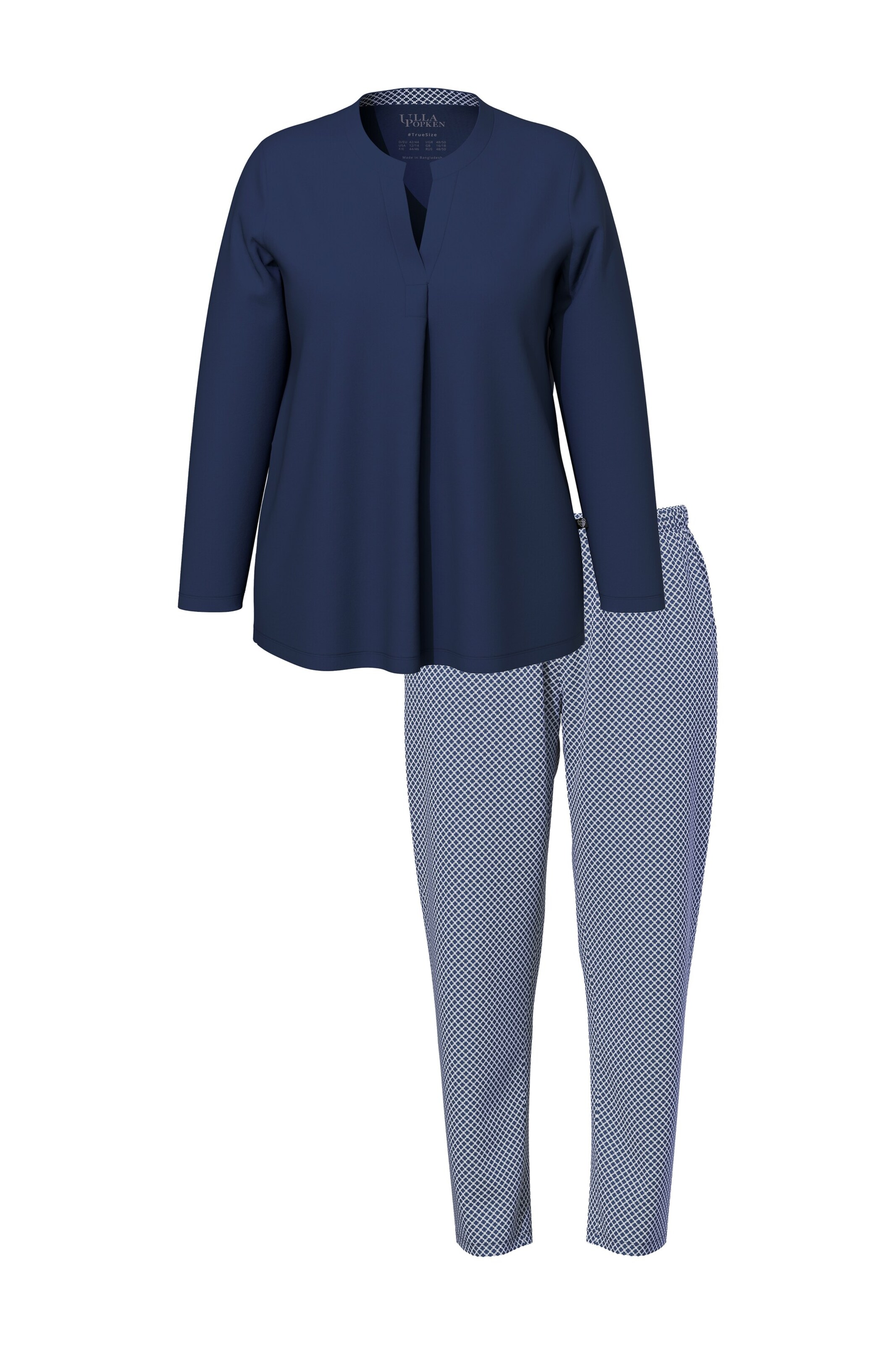 Ulla Popken Pyjama in Blauw: voorkant