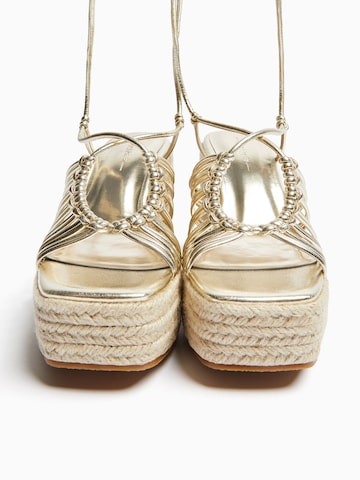 Bershka Sandals in Gold