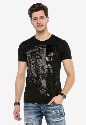 CIPO & BAXX T-Shirt JAGGED TIGER mit Pailletten Print in Schwarz