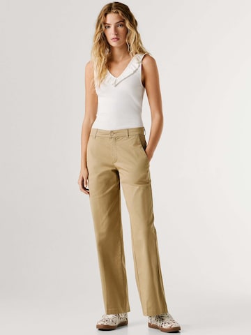 Pepe Jeans Regular Trousers with creases 'FELICITY' in Beige